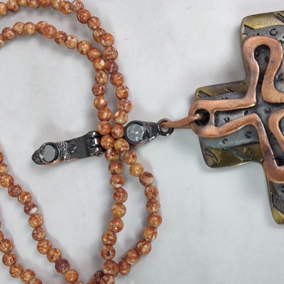 Artisan Crafted Tri-Color Cross Enhancer Pendant - Picture 9 of 10